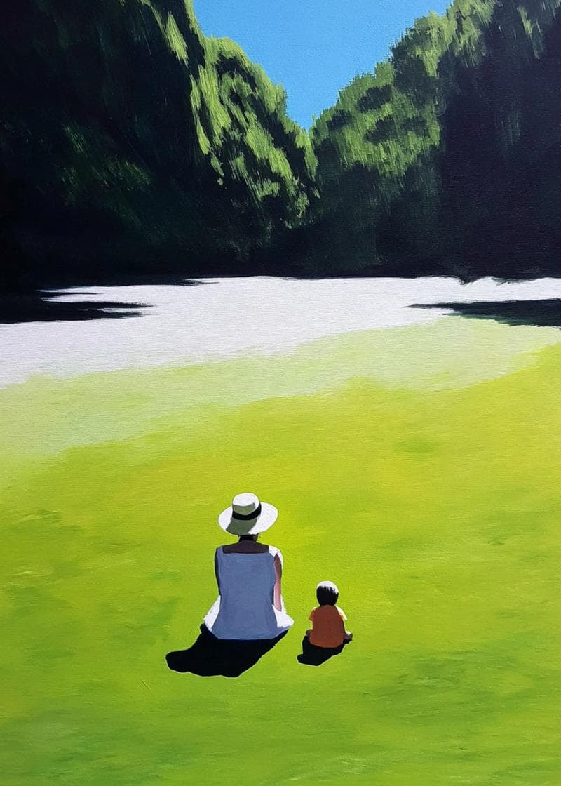 mom and child painting card