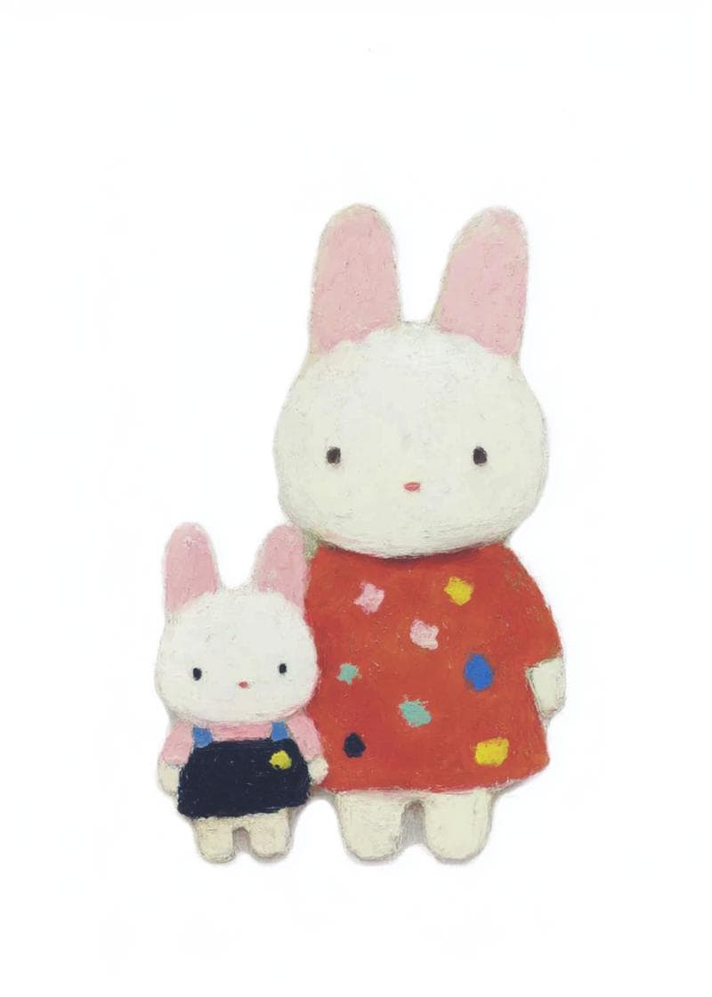 bunnies mom and daughter card