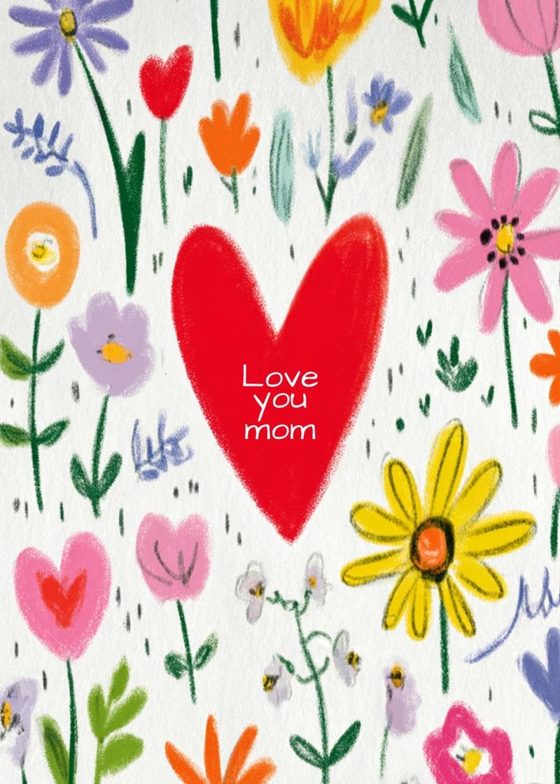 love you mom flower card
