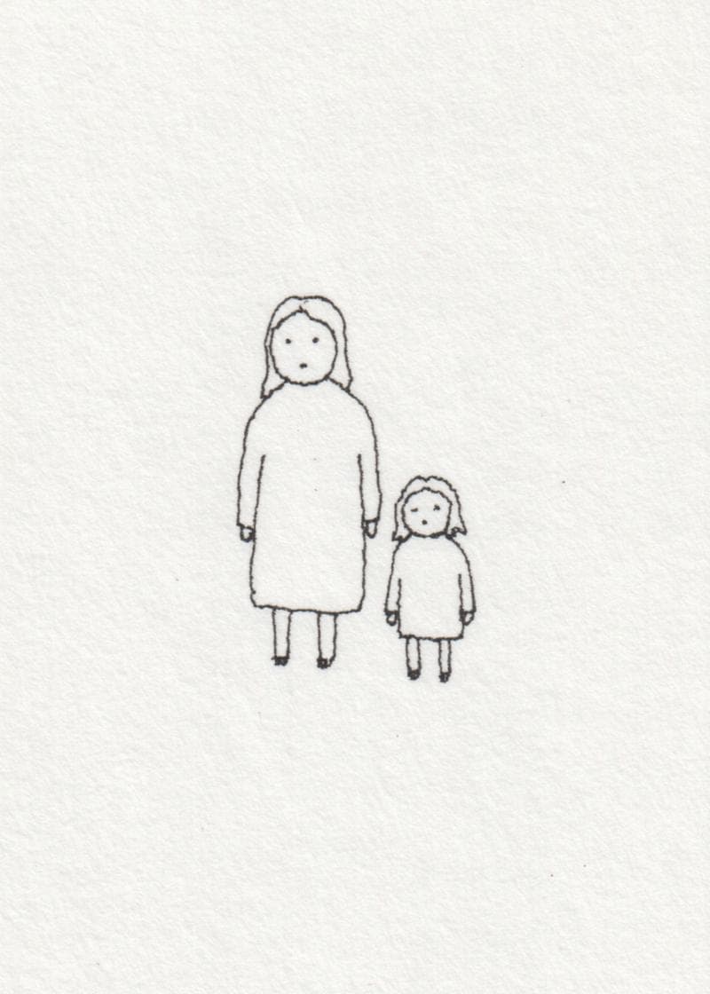mom and daughter sketch