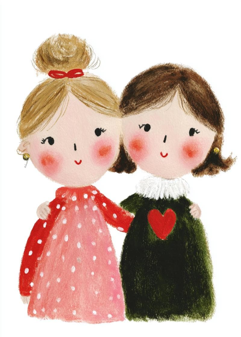 mom and daughter hugging painting