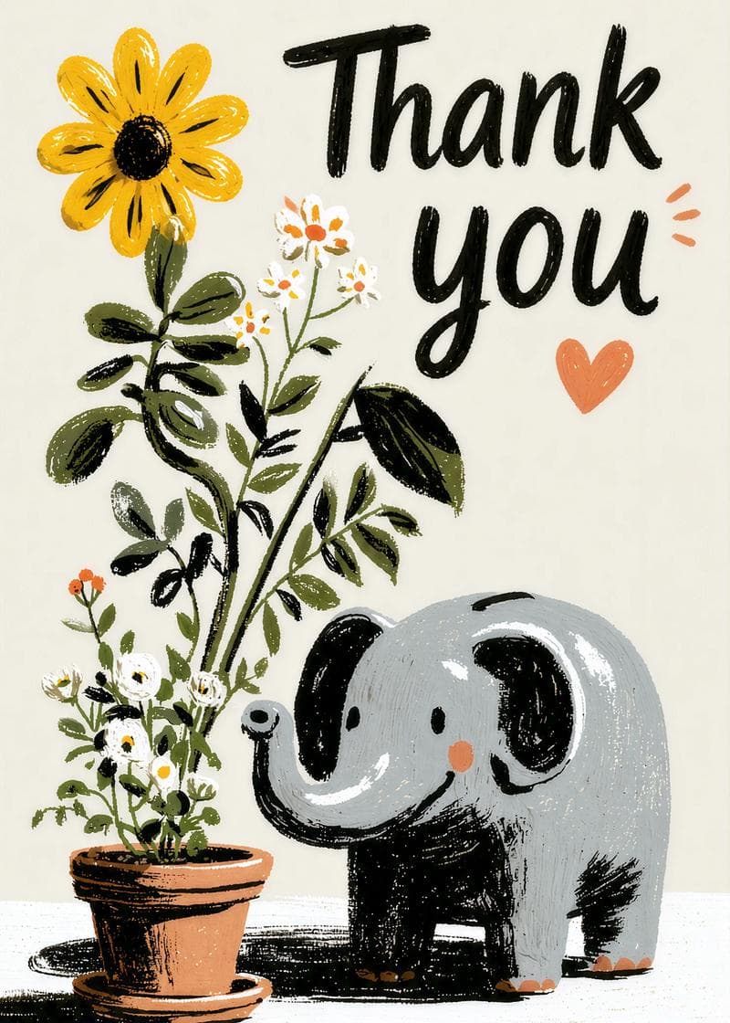 A Little Elephant Thank You card