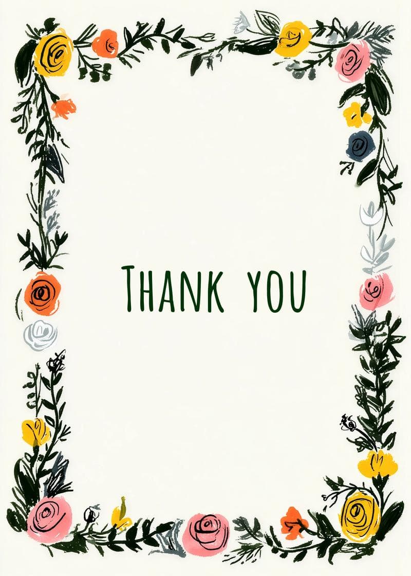 Painted Floral Thank You card
